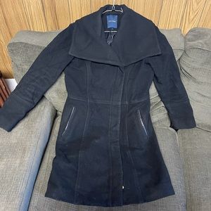 Black Cole Haan Zip-Up Winter Coat